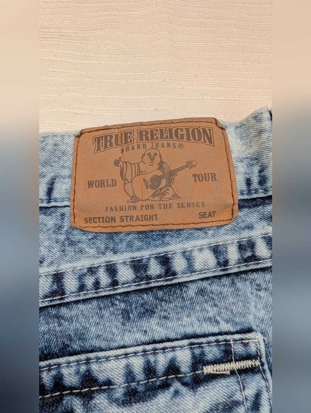 True Religion Acid Wash Denim Home Made Cut Off Short Men 42 RN#112970